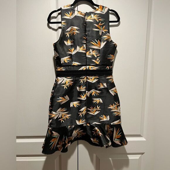 ADELYN RAE l Anthropologie Black Floral Ruffle Hem Sleeveless Dress - Picture 2 of 3